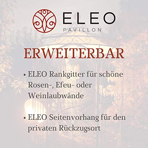 ELEO Siena wunderschöner Gartenpavillon Winterfest mit 2 x Rankgitter Edera I Stabiler Rundpavillon Anthrazit Ø 2,1 m I… – Bild 4