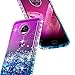 Moto Z2 Play Case with [Full Coverage Tempered Glass Screen Protector], NageBee Quicksand Liquid Floating Glitter Flowing Bling Diamond Case For Motorola Moto Z Play (2nd Generation) - Purple/Blue