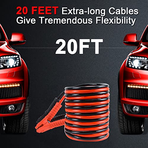 Kornculor Auto Jumper Cables 1 Gauge 20Ft 3000AMP Antifrozen Heat