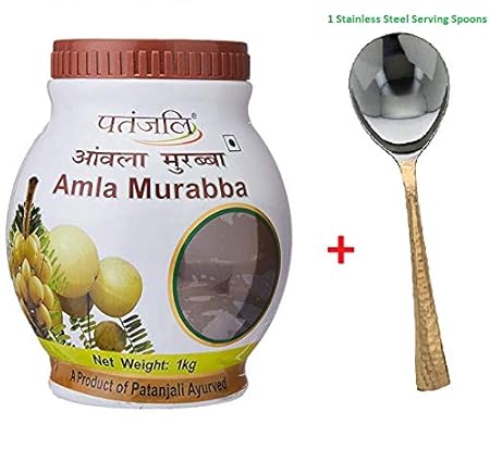 patanjali+martsindia Amla Murraba 1 kg with 1 Stainless Steel Serving Spoons
