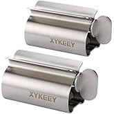 XYKEEY Set of 2 Toothpaste Squeezer Rollers, Metal Toothpaste Tube Wringer Seat Holder Stand (Stainless Steel)