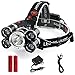LED Headlamp, Loyalfire 10000 Lumens 5 Headlamp Bright Light Headlight Flashlight 4 Modes XML-T6 LED with Red Light 18650 Rechargeable and Waterproof Switch, for Camping/Travel / Adventure/Running