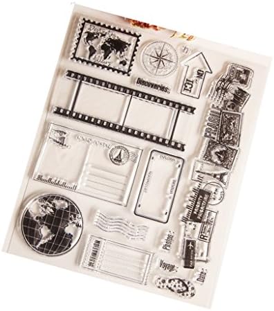 Yasheep Clear Stamps,Globe&Film Letter Cling Seal Scrapbook Embossing Silicone Stamp,for Card Making Decoration and Album Decor Home DIY