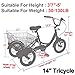 Slsy 14 inch Tricycle, 14″ Trike Bike Perfect for Beginner Riders, Single Speed 14 inch 3 Wheel Bikes, Three-Wheeled Bicycles with Adjustable Heightthumb 1
