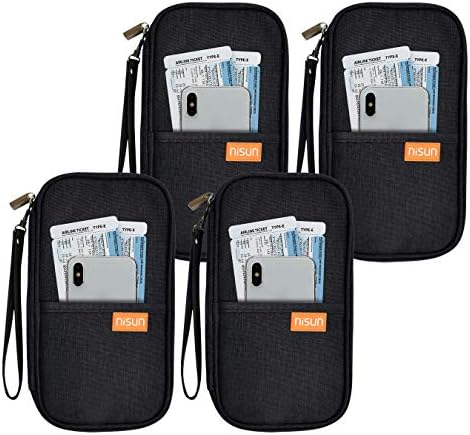4 Pack Imported Nylon Travel Passport Holder Credit Card Wallet Case for Men & Women Black