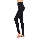 JJJ Women's Solid Cotton Spandex Jersey Stirrup Leggings - Runs Small