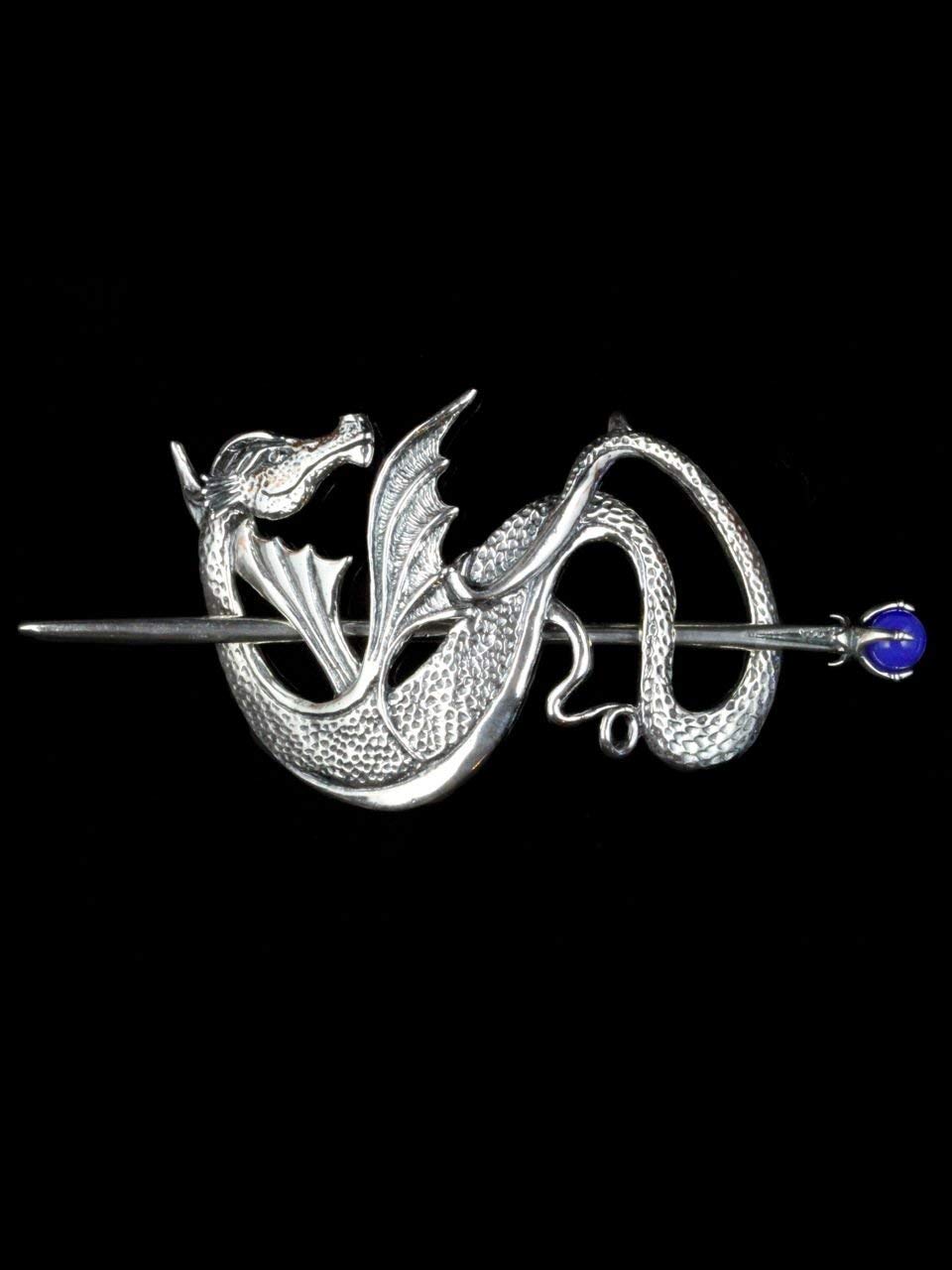 Silver Dragon Hair Clip Wyvern Dragon 