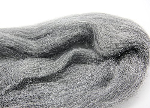 2 Needle+Felting+Roving+Materials+Gray+100g