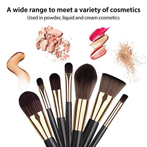 BEAKEY Makeup Brushes with Makeup Sponge, 7+1 Pcs Professional Makeup Brush Set, Premium Synthetic Foundation Powder Concealers Kabuki Eyeshadow Concealer Highlighter Blending Brush Kit