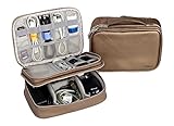 Electronics Travel Organizer Storage Bag for Accessories Cable Cord iPad mini Coffee