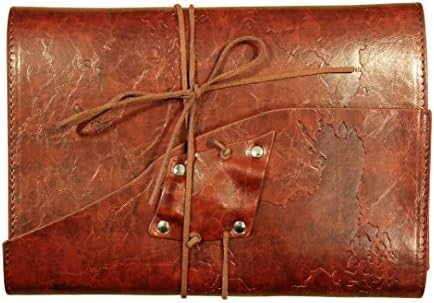 Vintage Travel Journal for Women, Refillable Premium Faux Leather Notebook Diary, Embossed World Map Design