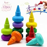 AUTOKIDS Toddlers Crayons Palm-Grip Crayons 12 Colors Paint Crayons Sticks Stackable Toys for Kids Toddlers Child Safety and Non-Toxic