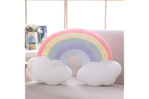 Jhorxa Rainbow Shaped Plush Pillow, 21'' Soft Cotton Fill, Kids Throw Pillow, Cloud Shape, Pink Rainbow, Modern Decor, Washab