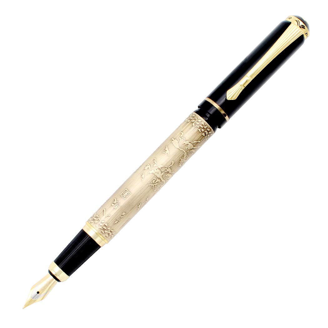 Gullor Fountain Pen 507 Medium Pen, Vintage Emboss Design with Horses