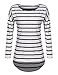 eshion Women Long Sleeve Stripe Casual Loose-Fitting Tops T-Shirt Blouse Size S-XL Black White