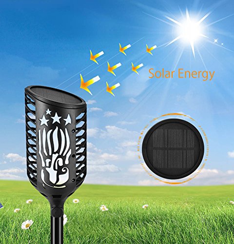LED Solar Lights outdoor dancing Flickering Flame Waterproof Security Torch Lamp Landscape Decoration Lighting Dusk to Dawn for Driveway Yard Lawn Garden Auto On/Off(2 Pack (Black) ¡