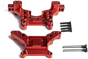 RWLZLB 2PCs Front ＆ Rear Metal Shock Mount Parts, RC Car Upgrade Parts, 16170 16180, for Hyper Go H16BM H16GT H16DR Jetwood MJX 1/16 Scale RC Car (Red)