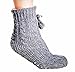 Womens Cozy Shepra Lined Cable Knit Sweater Slipper Sock w/ Pom Pom (One Sz Fits All)