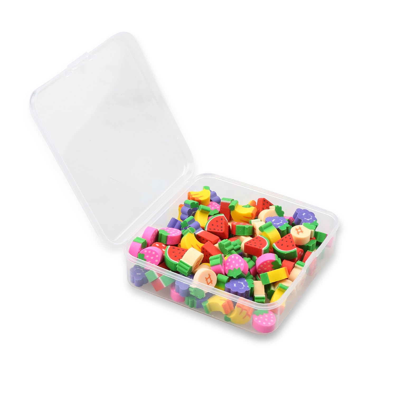 Hopzab 100 Pcs Mini Erasers Cute Pencil Rubbers Assorted Mini Erasers for Kids Students Party Favors Classroom Prizes Homework Rewards Gifts School Supplies(Fruits Style)