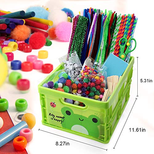N&T NIETING 1212Pcs Assorted Colors Chenille Stems Pipe Cleaners for DIY Art Craft Supplies Kids Craft Projecties with Pipe Cleaners, Pony Beads, Pom Poms, Wiggle Googly Eyes, Folding Storage Box