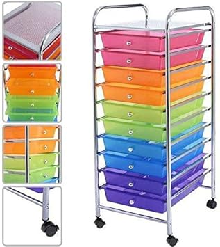 Amazon Com Pink Orange Green Blue Purple 10 Drawers Cart Storage