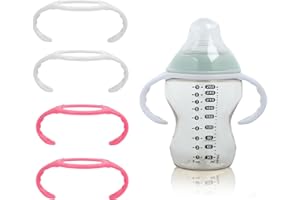 Ajrwiiy 4Pack Bottle Handles for Tommee Tippee Closer to Nature Bottle 5/9oz, Bottle Holder for Easy Grip, White and Pink