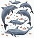 Dolphin Family Ocean Wall Decals, Fish, Undersea Decor Stickers for Kids Room Underwater Sea Wall Stickers, Boys Girls Toddler Baby Nursery Bedroom, Playroom, Bathroom (Dolphin Family)