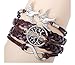 Most Beloved Vintage Style Brown Leather Rope Tree Branches Love Birds Infinity Love Bracelet