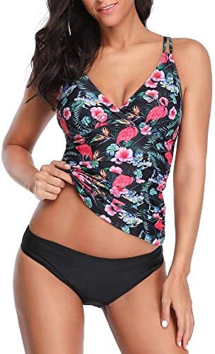 Women's Two Piece Swimsuits Floral Print Tankini Top with Shorts Two Piece Swimswear Set