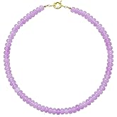 Iswawo Beaded Gemstone Necklace for Women, Pure Color Boho Bead Choker Natural Stone Surfer Beach Rainbow Beads 18K Gold Plated DIY Handmade Jewelry Charm Trendy Birthday Gifts