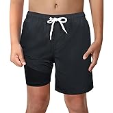 LUCOWEE Boys Swim Trunks with Compression Liner Comfortable Anti-Chafe Swimming Shorts Stretchy UPF Quick Dry Size 3T-20