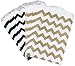 Outside the Box Papers Black and Gold Chevron Treat Sacks 5.5 x 7.5 48 Pack Black, Gold, White