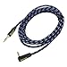 6ft 3.5mm Aux Cable iKross Angled 3.5mm M/M Jack Braided Sleeve Jacket Stereo Auxiliary Audio Cable with 90 degree Angled - Black / Blue