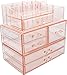 Sorbus Acrylic Cosmetics Makeup and Jewelry Storage Case Display Sets -Interlocking Drawers to Create Your Own Specially Designed Makeup Counter -Stackable and Interchangeable (Pink)