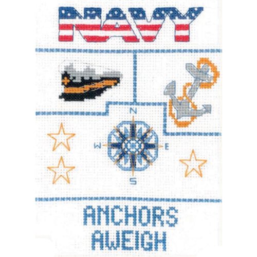 Navy Sampler Mini Counted Cross Stitch Kit5"X7" 14