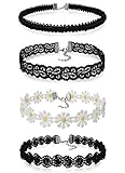 FIBO STEEL 1-4 Pcs Lace Choker Necklace for Women Girls Tattoo Necklace
