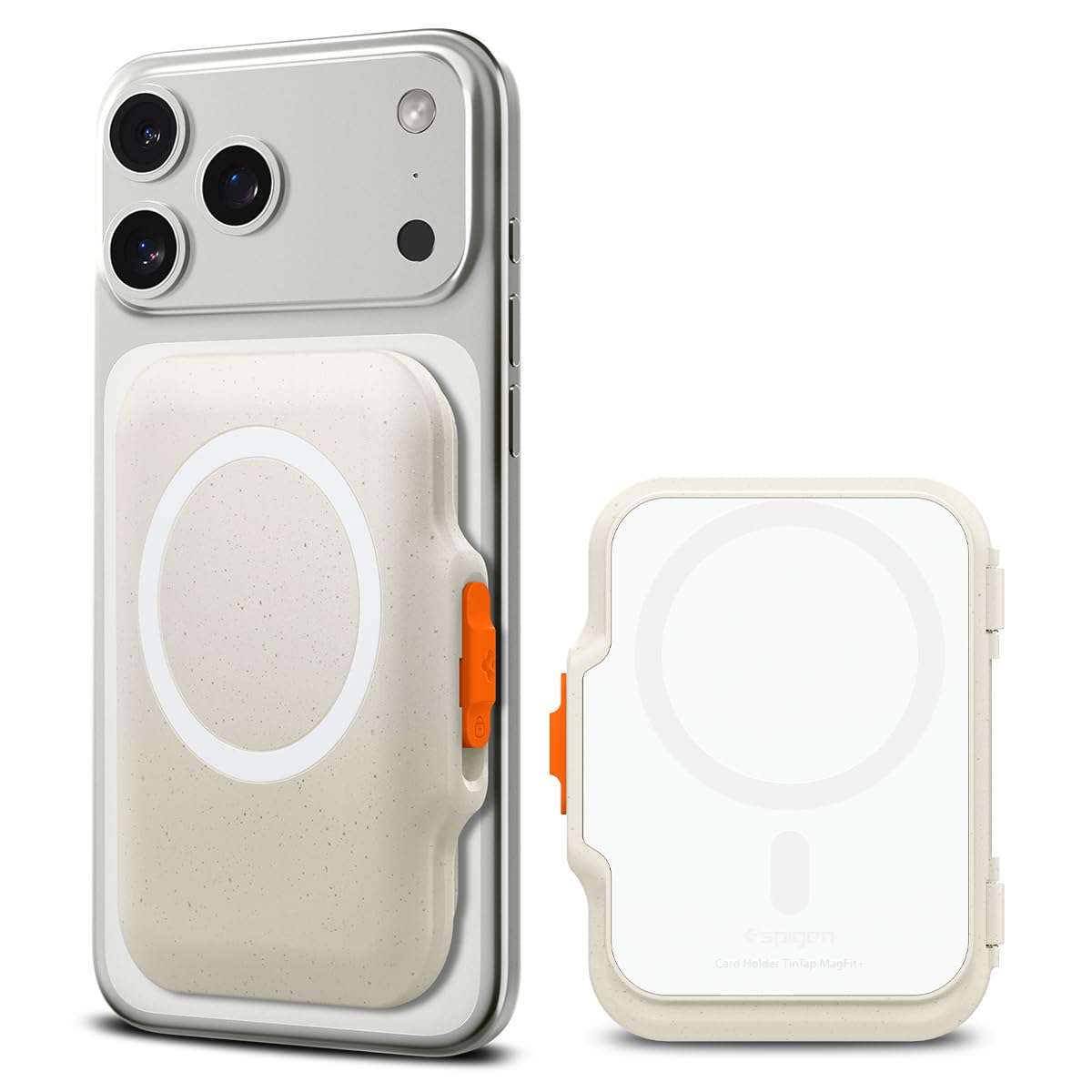 Spigen TinTap MagFit Magnetic MagSafe Wallet Card Holder 5-Cards Compatible with iPhone 17/16/15/14/13/12 Series and PixelSnap Cases for Pixel 10 Series - Dune Beige