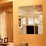 TraveT 3D Acrylic Crystal Mirror Self-adhesive Square Decorative Wall Sticker