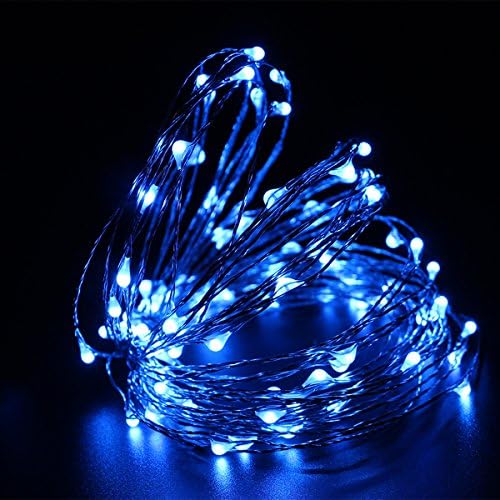 KPBOTL 10M 100 Led Copper LED String light Holiday fairy lighting DC12V Waterproof led rope outdoor indoor decorative lights for home garden party wedding (Blue)