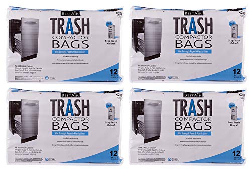 RPS PRODUCTS MFYHEGVG BestAir Trash Compactor Bags(16'' D. x 9'' W. x 17'' H), 4 Pack of 12