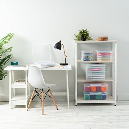 IRIS USA 10 Pack Clear Scrapbook Paper Storage Boxes, Portable Craft and Art Project Case for 12