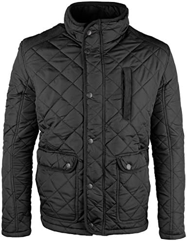 Men's Raiken Diamond Quilted Cord Trim Jacket Zip Up Coat Size