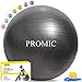 PROMIC Exercise Ball (55 cm) with Foot Pump, Professional Grade Anti Burst & Slip Resistant Stability Balance Yoga Ball for Yoga, Workout, Cardio Drumming, Classroom, Work Ball Chair (Black)