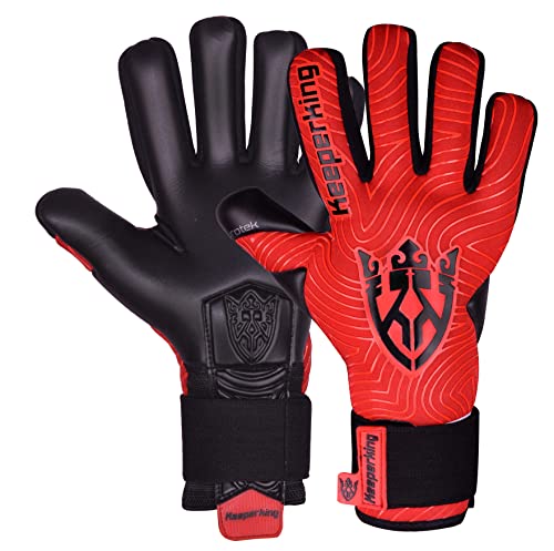 Keeperking Goalkeeper Gloves for Adults Football Gloves Men's Inner Seam Professional Grip 4 mm Secure Fit Unisex (9, E.Red Black Neg)