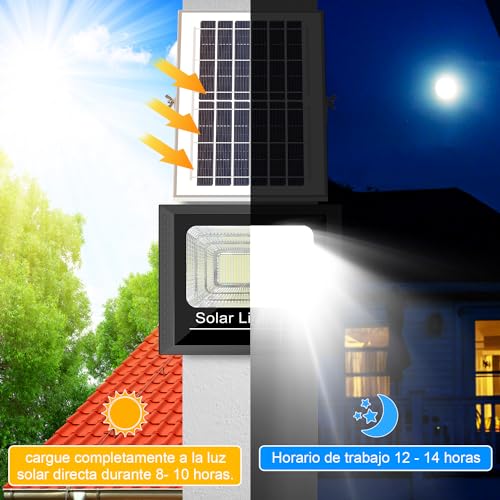 Sunsign 500W Luz Solar Exterior Jardin,IP67 Lámpara Solar con Control Remoto, 294 LED 8000 lumens Lámpara de Inundación Solares, 6500K Regulable Iluminación Exterior Luces
