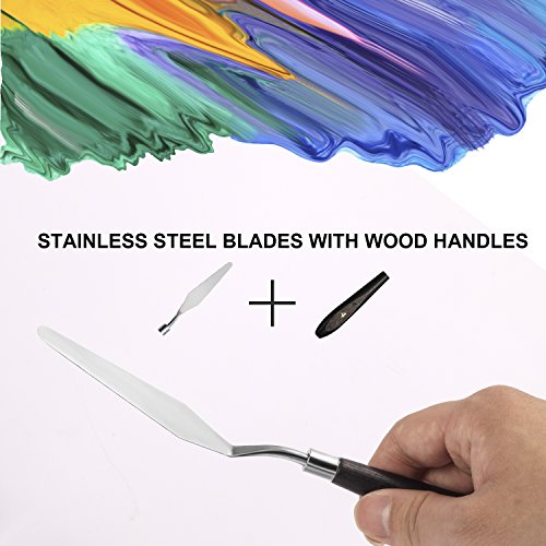 YOUNG4US 10-Piece Painting Knife Set, Stainless Steel and Wood Handle Spatula Palette Knife Mixing Scraper for Oil Paint Color Mixing, 2 PACK