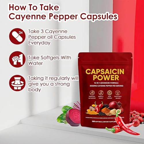 Cayenne Pepper - Cayenne Pepper Capsules | Resealable Package | 300 Softgels / 1 Bag B