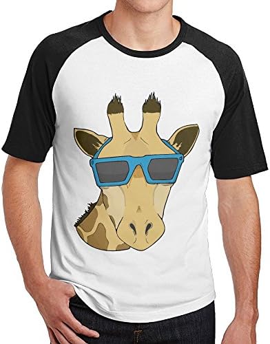 Smargcries Men's Giraffe With Sunglasses Art Basic Raglan Short Sleeve T-Shirt