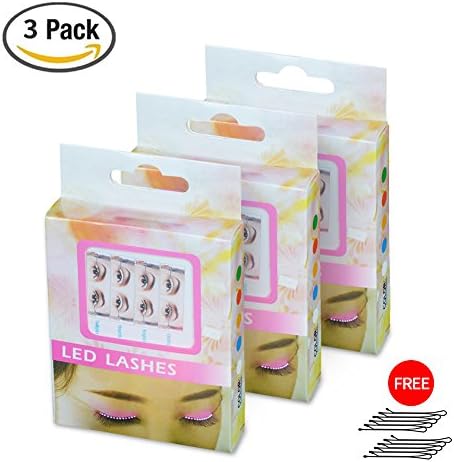 Xosoy LED Eyelashes Seven Flash Modes Shining Charming False Lashes Safe Super Thin Wire , Best Halloween Decorations, For Christmas, Birthday, Party, Nightclub, The Battery working Over 160 Hours