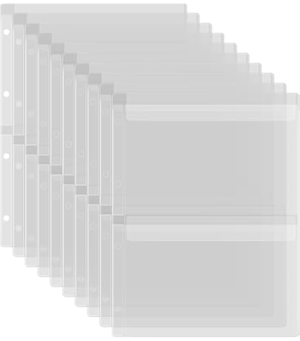 10 Page Protectors With Two Pockets - A4 Size 4-Hole PVC Storage Pages For Crafts
